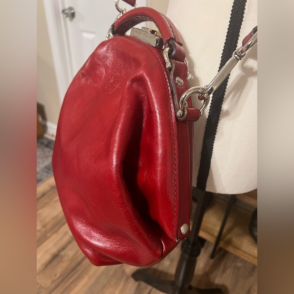 Cécile & Jeanne Paris Red Leather Vintage Doctor Bag Top Handle Crossbody Chic - Picture 8 of 13